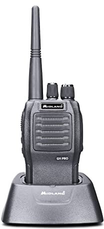 Midland - Walkie Talkie G11 Pro, Radio Ricetrasmittenti Professionali con 32 Canali PMR446, Batteria Li-Ion 1600mAh Ricaricabile e Accessori - Autonomia 22H, Copertura 12Km, VOX, 2 Pin Kenwood