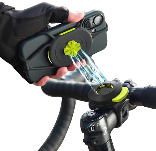 BONE Bike Tie Connect Kit 3, Magnetic Bicycle Phone Mount for Stem, Detachable & 360° Rotatable Silicone MTB Holder, Cycling Phone Carrier for iPhone & 4.7–7.2 Smartphones (Magnetic - Stem)