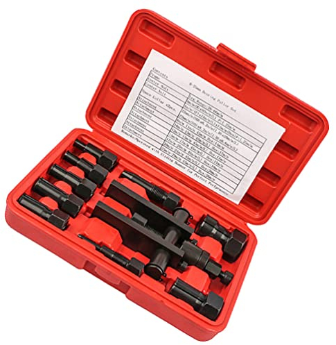 Bearing Puller Bearing Separator Kit: 10pcs Blind Hole Collet Race and Seal Puller Extractor Kit Slide Hammer Insert Inner Internal Removal Tool Set, Red, 21.8x15cm