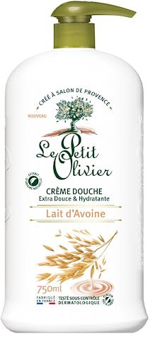 LE PETIT OLIVIER - Crema doccia extra morbida e idratante - latte d'avena - per tutta la famiglia - PH neutro per la pelle - senza sapone, senza coloranti - Made in France - 750 ml