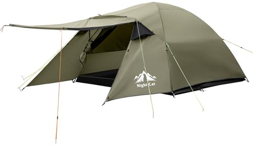 Night Cat Camping Tent 2 3 Persons with Porch Family Backpacking Tent Double Layers Waterproof Easy Clip Setup 7x6x4.3ft Porch Pole Not Inlcuded