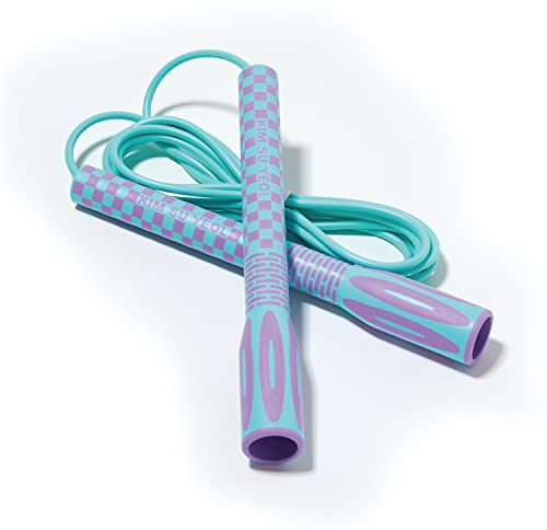 Skipping Jump Rope for Fitness Workout - Light Weight, Adjustable, Tangle Free, Excellent line control for Cardio Boxing, CrossFit, Training Exercise All Ages and Gender ( Special Luxury, KA-220, Made in Korea) (Mint-Blue)
