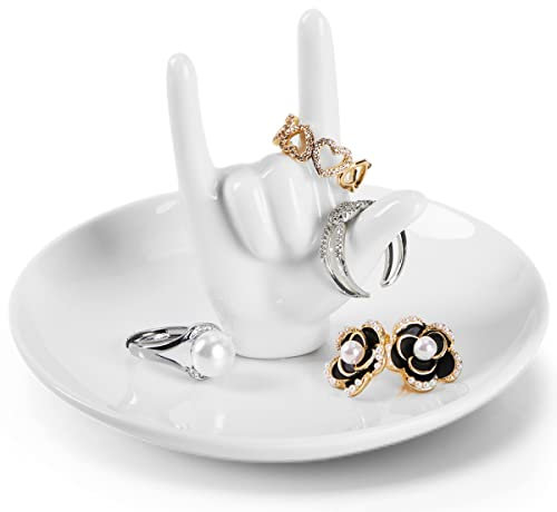 Aspegiffu Hand Ring Holder for Jewelry, I Love You Hand Jewellery Holder Trinket Dish Tray, Engagement Wedding Valentines Christmas Birthday Gift for Her Him Husband Wife Girlfriend Bride Women Gifts