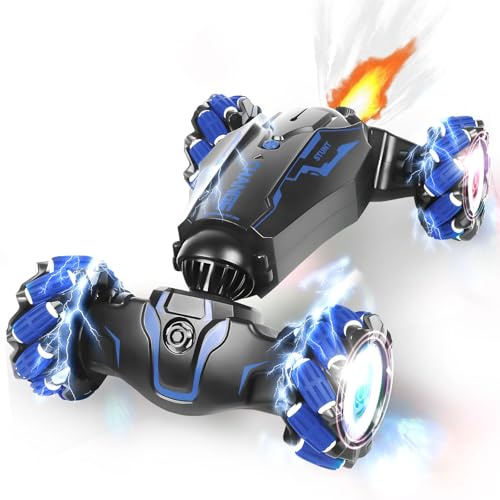 Bil Rc Bil Fjärrkontrollbil: Stunt Car Toys Gesture Sensing Rc Car | Uppladdningsbar, transform 360° roterande handkontrollerad bil med spray, födelsedagspresenter till barn, pojkar