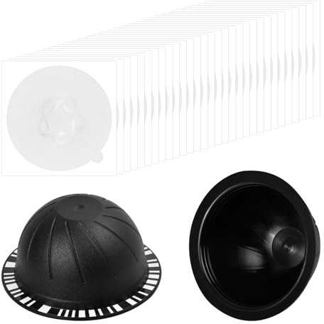 Azonelife 2PCS Cápsulas de Café Recargables Vertuo Pods Cápsulas Vertuo Reutilizables, Taza de Cápsula de Café con Tapas de Papel de Aluminio para Nespresso Vertuo