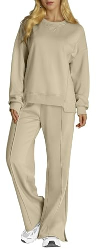 SotRong Tuta da donna Set completo accogliente Lounge Wear Set girocollo Co Ord Set tinta unita per il tempo libero tuta da jogging due pezzi autunno inverno casual outfit oversize palestra Activewear