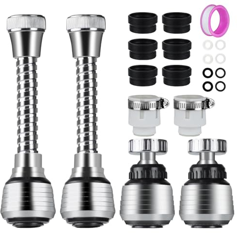 HHXUUAN Prolunga Rubinetto Cucina, 4 Pezzi 360 Gradi Flessibile Estensione Doccetta per Lavandino, 2 Modalità Rompigetto rubinetto cucina per Cucina Domestica Bagno