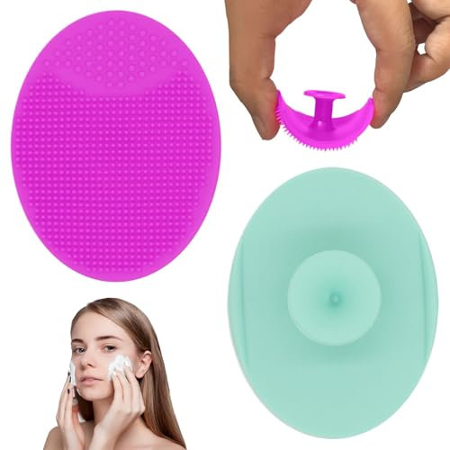 JEYORZY lot de 2 Pièces Brosse Nettoyante Visage Exfoliant Peau Sensible, Silicone Brosse Nettoyante, Anti-âge, Délicat, Skin Care Nettoyant en Silicone pour Tous les Types de Peau