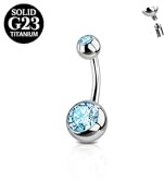FunZing Titan navelstänger silver 6 mm 8 mm 10 mm 12 mm 14 mm 16 mm stånglängd G23 titan navelstänger för kvinnor 1 styck 14G navelstänger solid titan skivstång rosa blå CZ navelringar