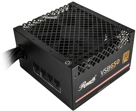 Rosewill VSB 650W 80+ Bronze, ATX 3.0 & 3.1 Compatible, Semi-Modular Power Supply, PCIe 5.1 12V-2x6 Connector, 105°C/221°F Japanese Capacitor, 120mm ICB Silent Fan - 5 Year Warranty