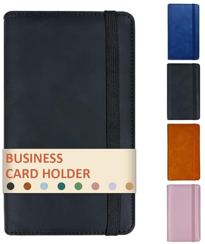 DONBAO Leather Professional Business Card Holder Book Organizer, 240 Card Slots Capacity Booklet, Premium PU Name Cards Storage Folder with Soft Cover, Credit Card Binder Holder for Men/Women, Black