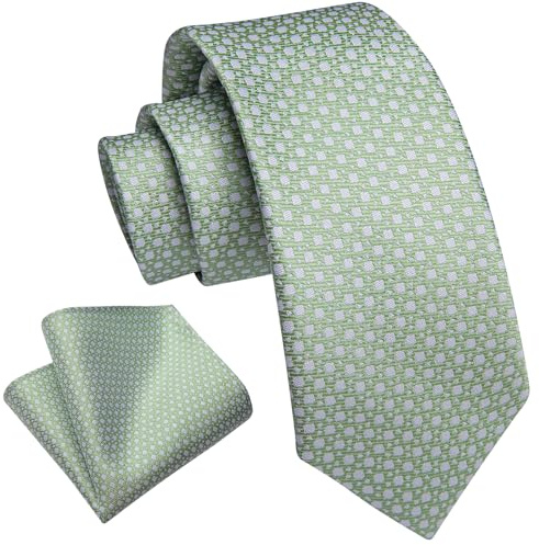 DiBanGu Boys Ties Silk Self-Tied Neckties and Pocket Square Set Kids Ties for Age 8-12 Wedding Party School Uniforms, Sage Green