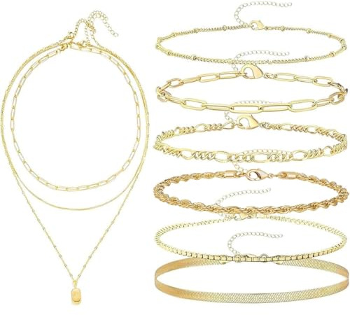 9Pcs Gold Jewellery Set, Gold Bracelet for Women, Jewellery Sets for Women | Bracelets for Womens Gold Bracelet Stack, Gold Jewellery for Women's Jewellery Sets, for Parties Daily Life and Gift Giving