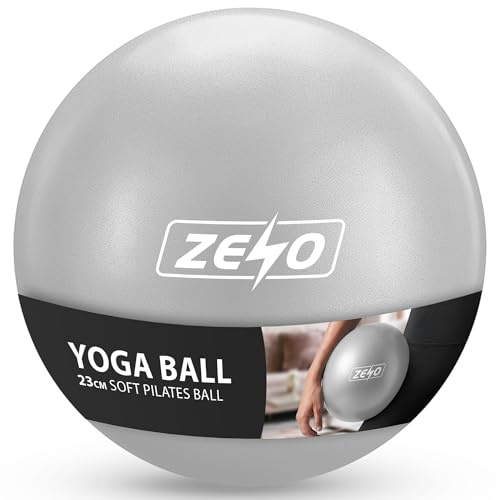 ZENO Pilates Ball 23cm | Soft Yoga Ball for Core Training | Mini Exercise Ball for Balance Stability and Control | Anti Burst Gym Ball for Pilates, Yoga, Physio, Rehab, Home Workouts (Grey)
