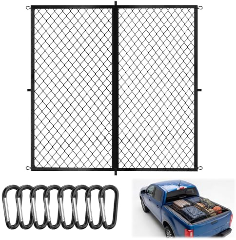 Highly Elastic Cargo Net with 8 Hooks, 4'x4' Stretches to 7'x7', Flexible Cargo Mesh Luggage Organizer for Truck Bed, Van Roof, Car Boot