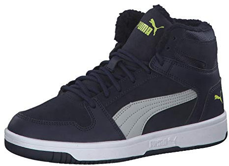 Puma Puma Rebound Layup Fur SD Jr Sneaker Unisex-Kinder, Blau (Peacoat-High Rise-Nrgy Yellow-Puma White), 38 EU