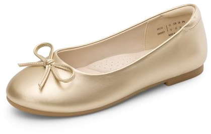 DREAM PAIRS flickskor, ballerina, kvällsskor, nattvardsskor, Mary Jane prinsesskor, festliga skor, glitter med rosetter, lämpliga för födelsedag, Guld, 33.5 EU