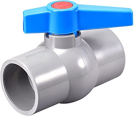 sourcing map Ball Valve, 50mm ID PVC Socket End Shut off Valve for Aquarium Setup, Sump Pump, Pool, Garden Sprinkler Gray Blue