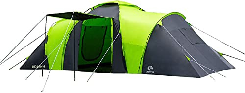 peme Tenda a Tunnel Bojan 6, Tenda da Campeggio per 6 Persone, 4000mm Impermeabile, Tenda Familiare, Trekking, Campeggio e Escursionismo, Tenda da Festival con Veranda e Tettoia, 3 Ingressi