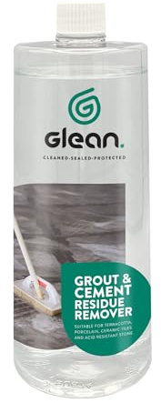 GLEAN Grout & Cement Residue Remover | 1 Litre | Heavy-Duty Grout Haze & Mortar Film Cleaner | Removes Tile Adhesive, Efflorescence & Cement Residue | Indoor & Outdoor Use