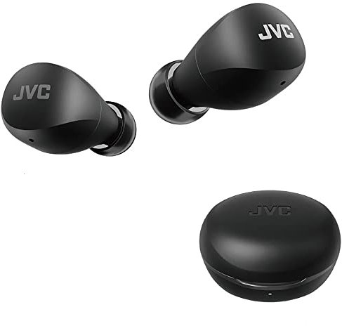 JVC Compact and Lightweight Gumy Mini True Wireless Earbuds, Long Battery Life (up to 23 Hours), Neodymium Magnet Driver, IPX4 Water Resistance - HAA6TB (Black)