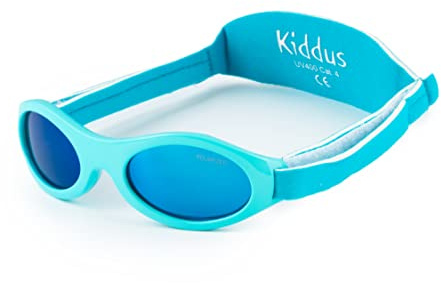 Kiddus Gafas de Sol Premium Polarizadas para bebé niña niño. 0 meses a 2 años. UV400 protección 100% contra rayos UVA y UVB. Suave puente de Silicona para la nariz. Banda ajustable de Neopreno
