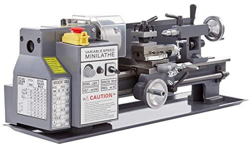 Mini torno de 7x14 pulgadas con pantalla digital, 50-2250 RPM 3/4 hp para bricolaje, torneado de madera y metal, corte, perforación con accesorios, máquina de torno de metal para carpintería y metalur