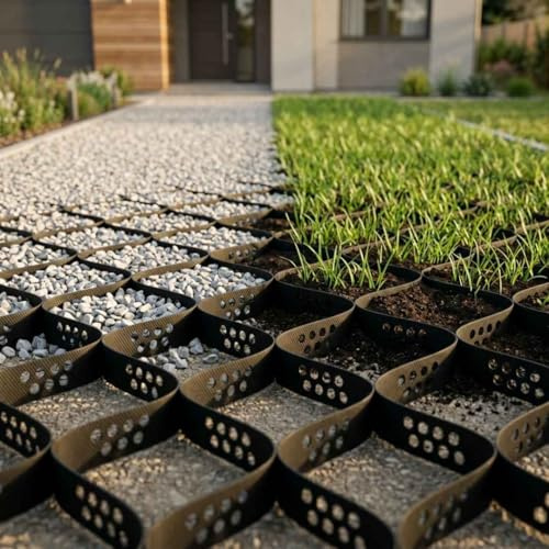 Florade® Geotextil för golvstabilisering – hållbart och väderbeständigt | Flexibel och anpassningsbar | Enkel installation | Geotextil | Perfekt för trädgårdar, parkeringsplatser och sportplatser 6,5
