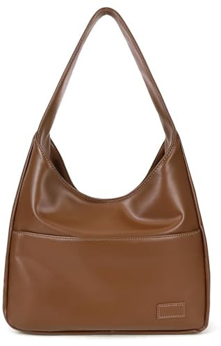 CUNGGI Tragetaschen für Damen große Umhängetasche Hobo Tote Bag aus veganem Kunstleder lässige Retro Schulterhandtasche für den täglichen Gebrauch (Braun)