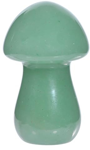 mookaitedecor Green Aventurine Crystal Mushroom Decor Carved Stone Figurine, Mini Healing Crystal Mushroom Gift Reiki Pocket Lucky Charm Crystal Statue Sculpture for Bonsai Vase Tank Room Decor