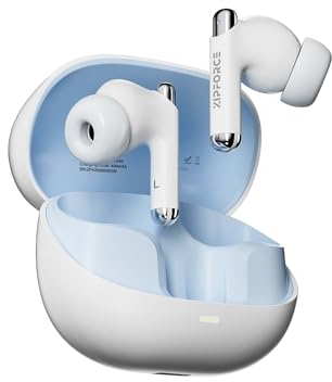 ZIPFORCE Cuffie True Wireless, Cuffie Bluetooth 5.3 completamente intraurali con 4 microfoni ENC per chiamate chiare, controllo touch, 40 ore di riproduzione, impermeabili IPX5 TWS, cuffie leggere
