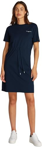 Tommy Hilfiger Damen T-Shirt Kleid Baumwolle, Blau (Dark Night Navy), XS
