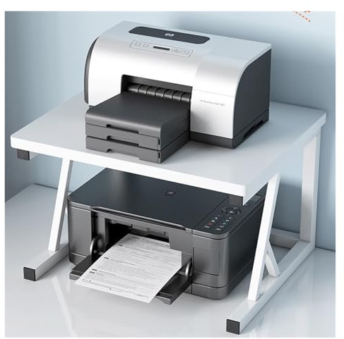 MEIZHITU Porta Stampante, Supporto per Stampante da Tavolo, Ripiani Organizer A 2 Livelli, Scaffale Espositivo da Tavolo per Computer Mobiletto Porta Stampante