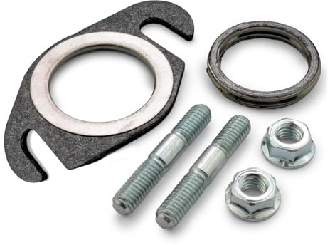 Bamyli Auspuffdichtung und Auspuff Stehbolzen, Krümmer Dichtung Set, 50ccm 2T Roller Einzylinder Auspuff 25mm 2 offene Löcher Achsabstand 48mm, für Yamaha Aerox Mach-G Jog-R Bw’s Nitro