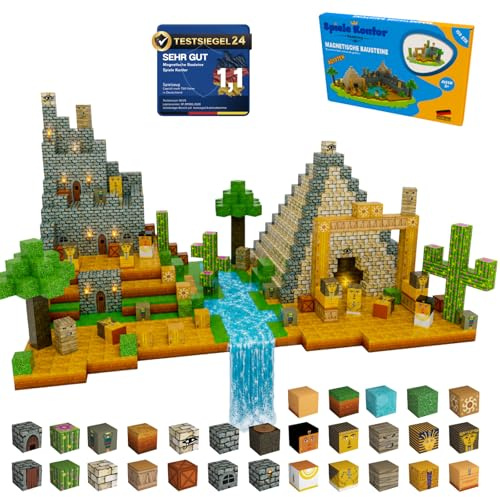 Spiele Kontor - Blocchi magnetici in Egitto, 150 pezzi di mattoncini magnetici | Giocattoli per bambini per ragazzi e ragazze | Gioco magnetico creativo | Giocattoli a partire dai 3 anni