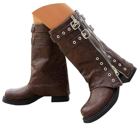 Generisch Bottines pour femme - Bout rond - Bottes d'hiver avec nœuds - Bottes mi-hautes - Tige courte - Légères - À lacets, marron, 36 EU