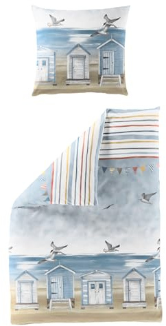 Bierbaum Biancheria da letto in seersucker blu, dimensioni: 1 x 135 x 200 cm + 1 x 80 cm