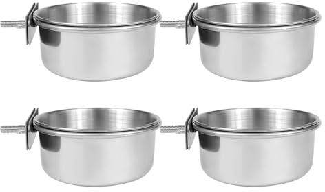 Uoqpty Plato para Alimentar Aves - Recipiente de Acero Inoxidable 304 Antiderrame | Cuenco De Alimentación para Jaula De Aves,para Cacatúas, Pinzones, Guacamayos, Periquitos, Agapornis y Cotorras