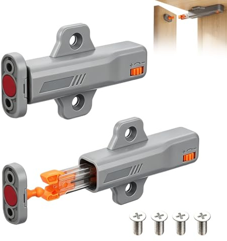 Zyrtkeriom Push to Open Poussoir Porte Placard, Lot De 2 Verrou À Ressort, Système De Fermeture Tactile Pour Armoires, Meubles, Camping-Cars Et Tiroirs