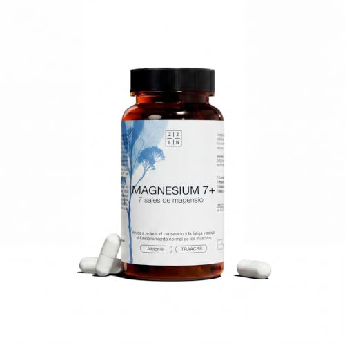 ZZEN Magnesium 7+ Magnesio Complex de 249 mg con Bisglicinato, Malato, Citrato, Carbonato, Taurato, Glicerofosfato y Gluconato, 60 Cápsulas Aptas para Veganos y Libres de Gluten