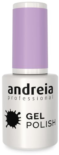 Andreia Semi-Permanent Nail Gel Polish for UV/LED Lamp - Intense Shine and 4 weeks Lasting Manicure Nail Gel Varnish - Colour 288 Pastel Purple - Shades of Grey 10.5 ml