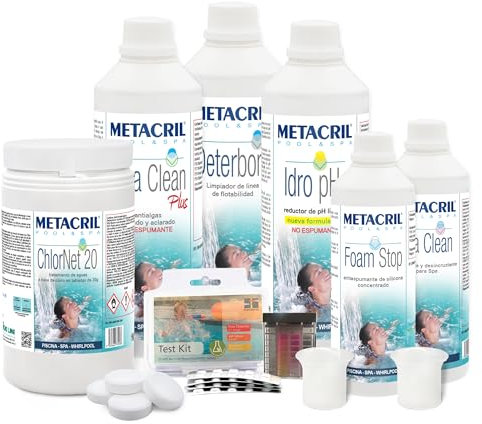 Metacril Kit Chlor Spa - Pro, Trattamento Acqua a Base di Cloro, Ideale per Spa Idromassaggio o Piscina di Tutte le Marche, Modelli e Dimensioni