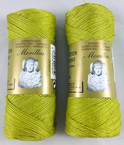 PACK 2 ZEPELINES Algodón perlé 100% egipcio mercerizado para DIY y tejer a mano labores de ganchillo o punto con un acabado elegante. (2 X 70gr) (8, PISTACHO 23)