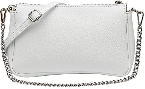 SH Leder Echtleder Schultertasche Umhängetasche Handtaschen Clutch kleine Tasche Abendtasche 23x13cm Jennie G323 (Weiss)