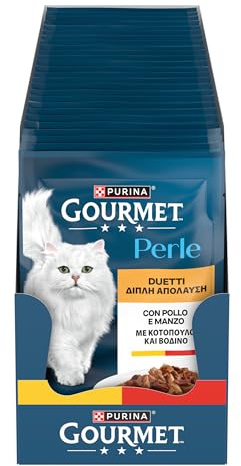 GOURMET Perle Duetti, Cibo Umido per Gatti Adulti, 26 Bustine da 85g