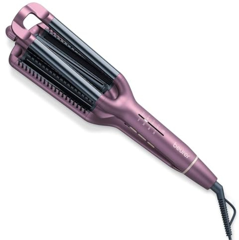 Beurer HT65 4-in-1 Wave Styler, 3 Barrel Curling Iron and Crimper, Adjustable Deep Hair Waver Wand for Beach, Mermaid, Natural, and Water Waves, Curls, Crimps, Hot Styling Tools