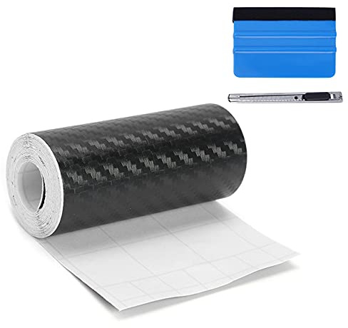 NewL 3D kolfiber svart vinylfolie tejp 10 cm x 900 cm luftutlösande självhäftande vinylfolie för bilar repfri bildörrtröskelskydd för biltröskel