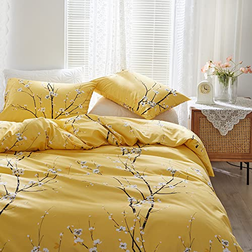 Freyamy - Set Copripiumino 220 x 240 cm con Motivo Rami di Albero in Microfibra per Letto Matrimoniale con Cerniera Reversibile, Set Copripiumino con 2 Fodere 65 x 65 cm, Biancheria da Letto Stampata