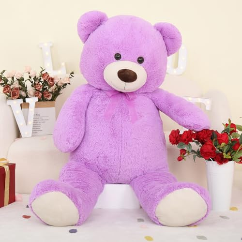 MorisMos Oso Peluche Gigante Morado XXL 130cm, Suave Osito de Peluche Grande Kawaii Câlin, Teddy Bear Regalo para Niños Niñas Novia Esposa San Valentín Cumpleaños Navidad