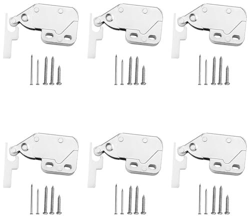 6 Stück Federschnäpper, Federriegel Schnappverschluss, Druckverschluss Tür, Möbel Schnäpper, Türschnapper Latch für Schranktüren, Druckverschluss für Schranktür mit Schrauben